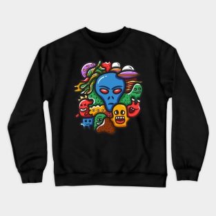 Alien monster doodle art Crewneck Sweatshirt